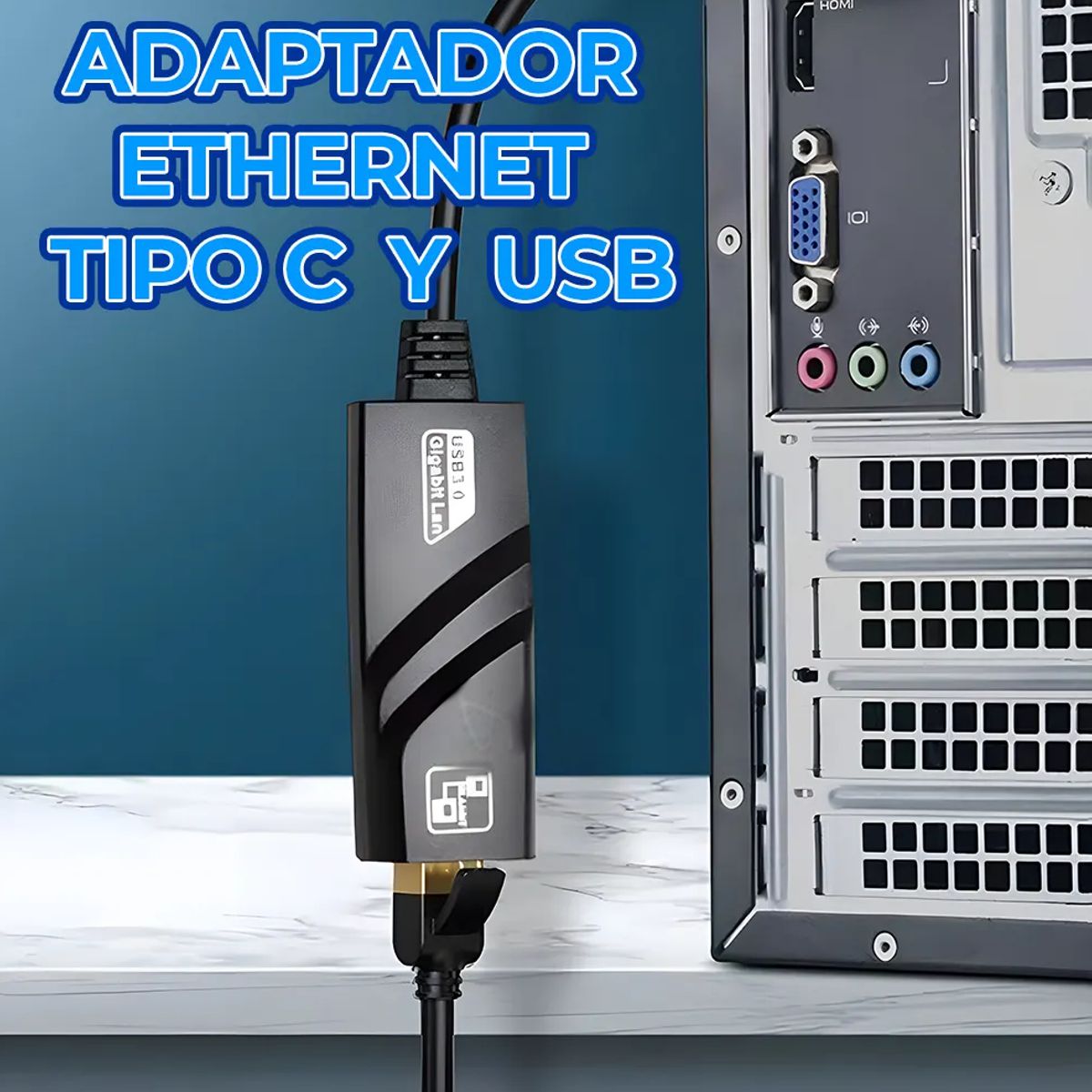Adaptador Ethernet USB-C a Gigabit 10/100/1000 Mbps Compatible con PC, Notebook y Mac