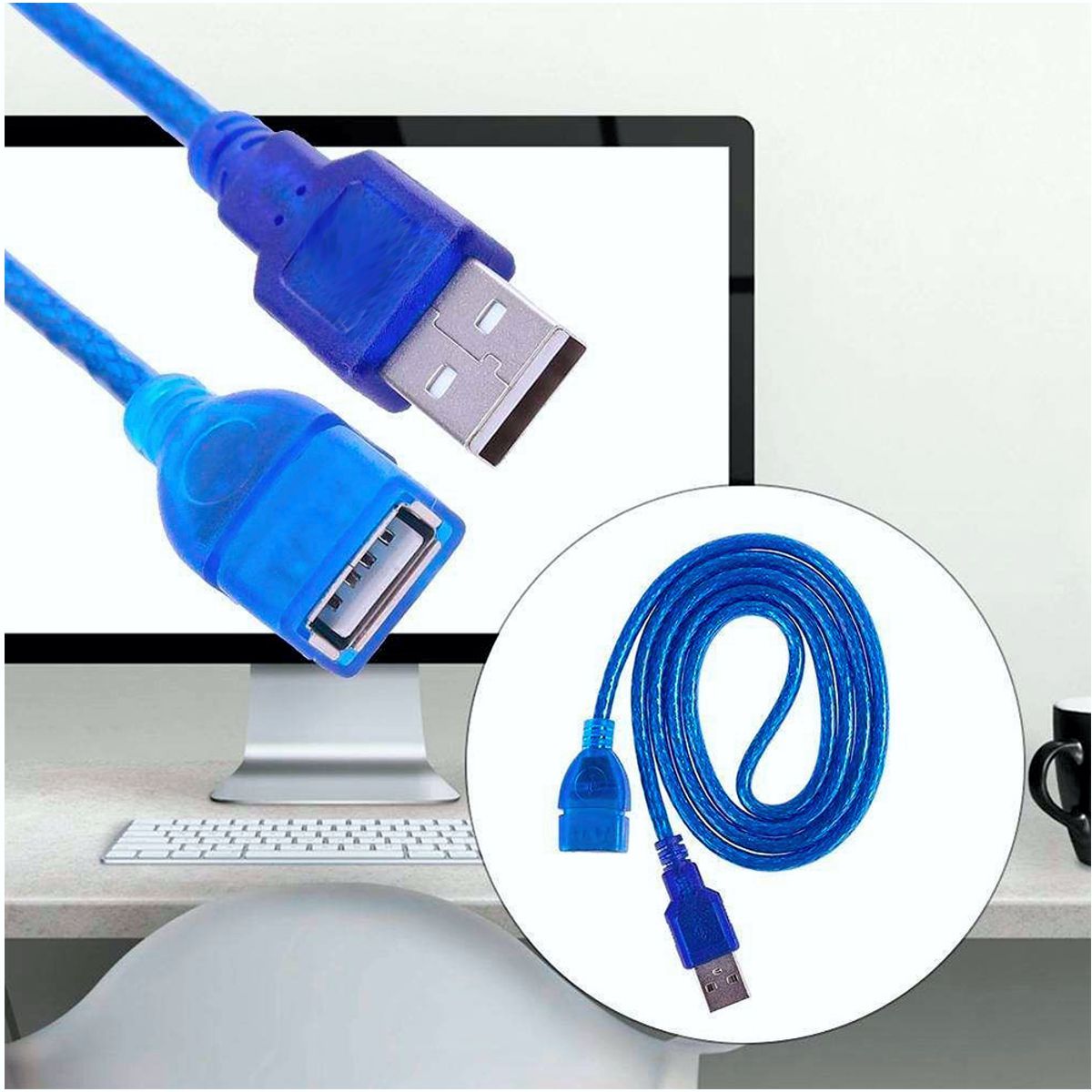 Cable de Extensión USB 2.0 Macho-Hembra de 5 Metros Conexión Estable para Datos y Periféricos