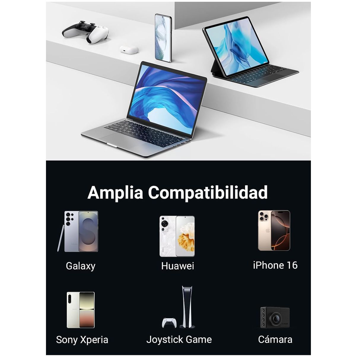 Ugreen Cable USB-A a USB-C de 2 Metros Conector en Ángulo Recto 90° Carga Rápida 60W y Transferencia de Datos