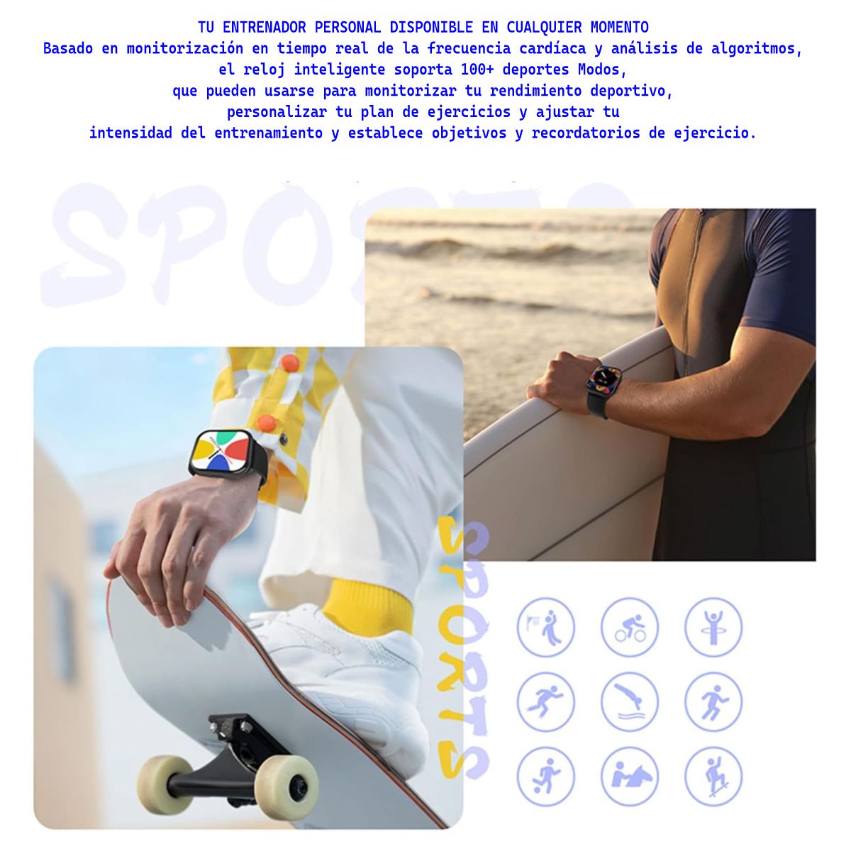 Smart Watch Fashion DE-2 con Pantalla Cuadrada HD Sumergible Llamadas Bluetooth y Carga Inalámbrica Estilo Moderno y Funcional