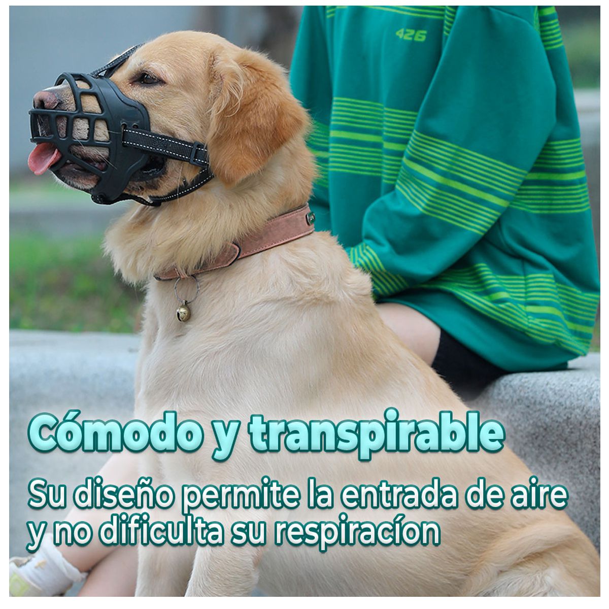 Bozal de Silicona Transpirable para Perros Grandes Control Seguro, Comodidad y Resistencia