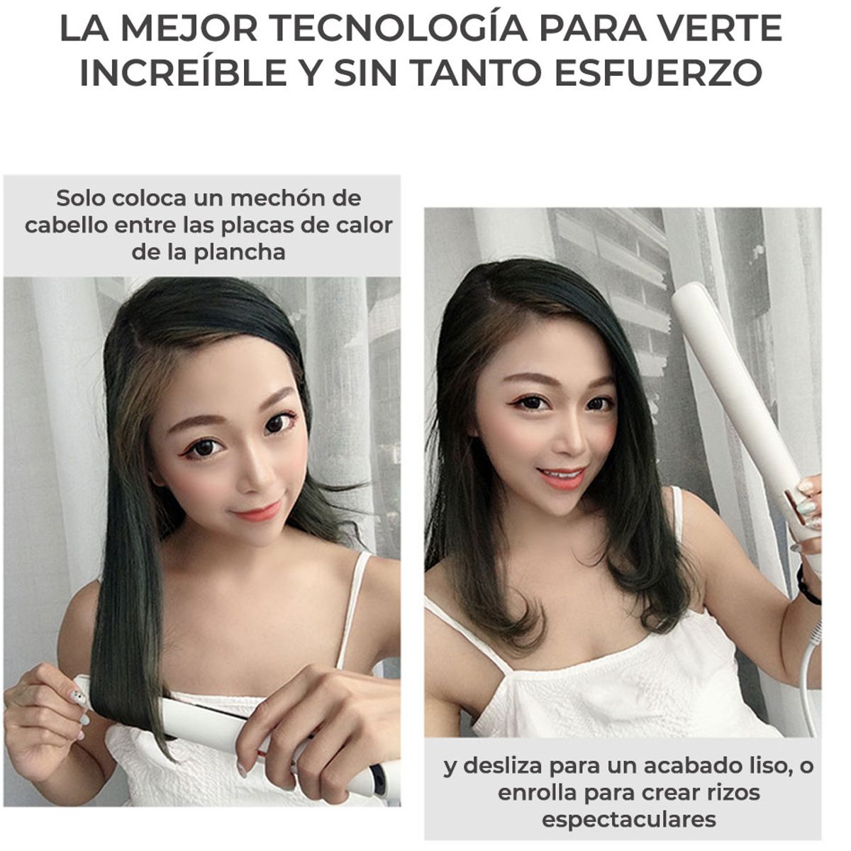 Plancha para Cabello 2 en 1 Alaciadora y Rizadora Estilo Profesional en Casa