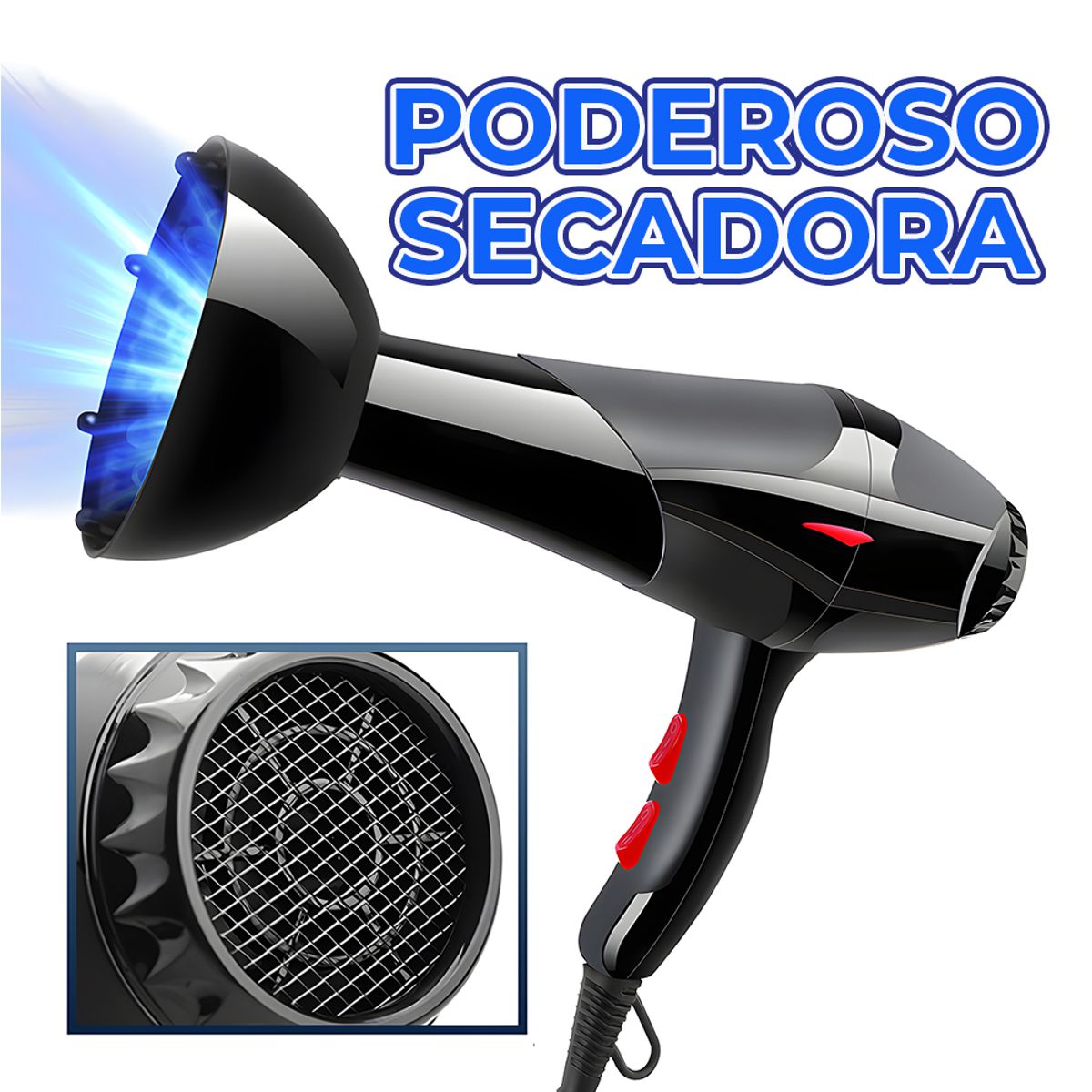 Secadora de Cabello Frio o Caliente Herramienta de Peluquería Profesional para Estilizado Rápido y Seguro