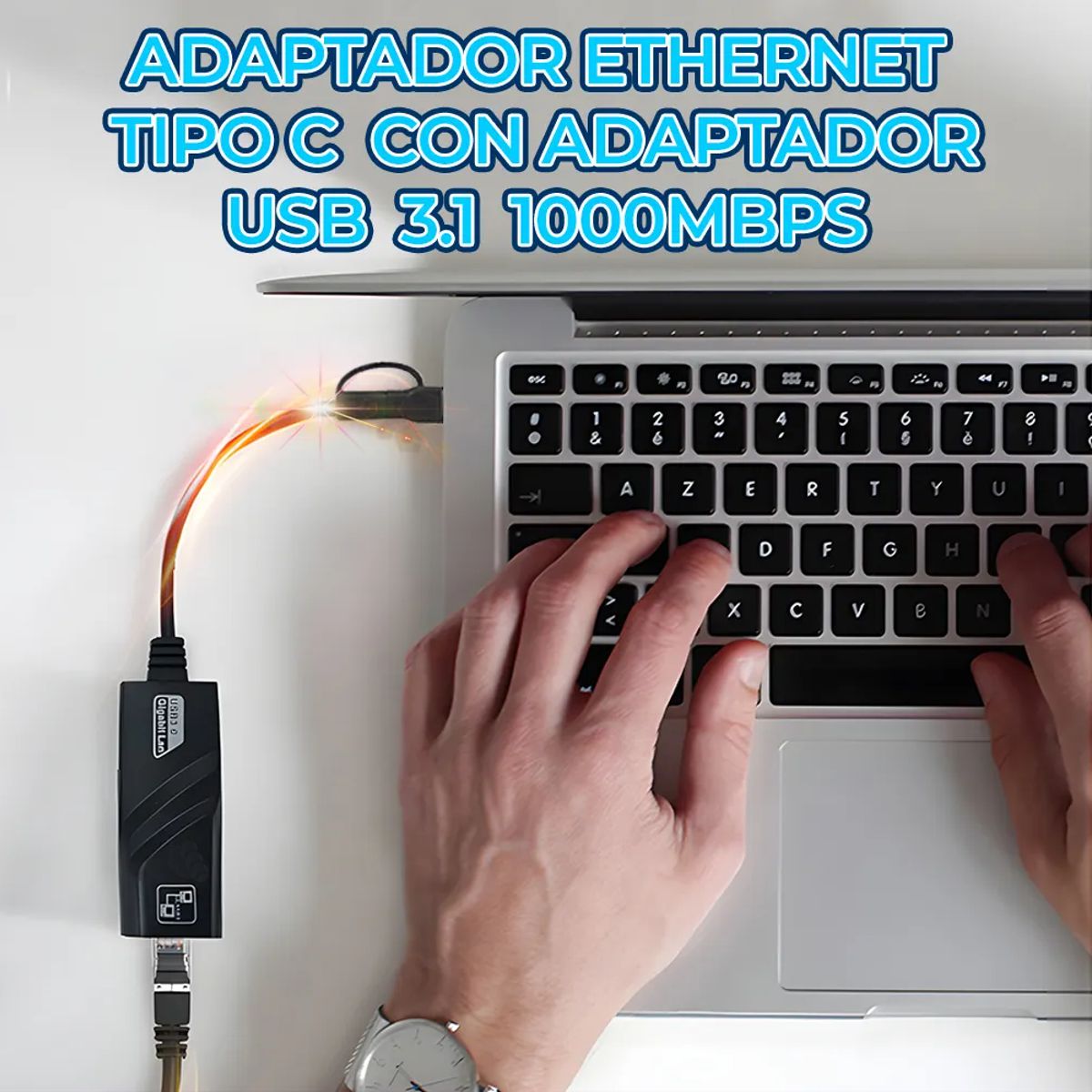 Adaptador Ethernet USB-C a Gigabit 10/100/1000 Mbps Compatible con PC, Notebook y Mac
