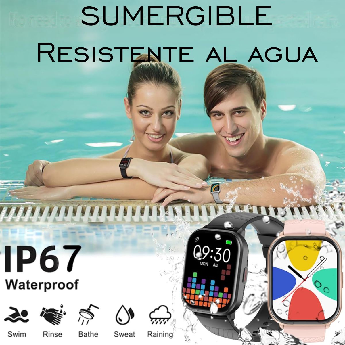 Smart Watch Fashion DE-2 con Pantalla Cuadrada HD Sumergible Llamadas Bluetooth y Carga Inalámbrica Estilo Moderno y Funcional