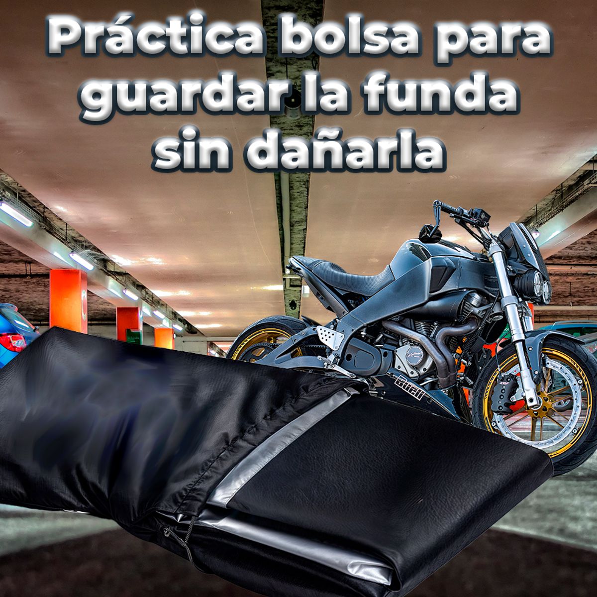 Funda Protectora Impermeable para Motos y Bicicletas Repelente UV, Talla L, Color Naranja