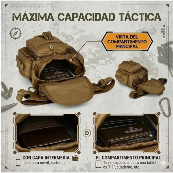Bolsa Piernera Táctica Militar 700D Impermeable, Resistente y con Múltiples Compartimentos