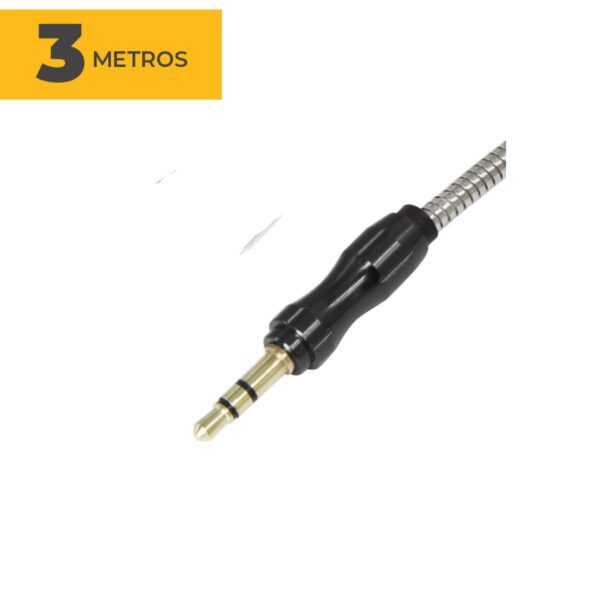 Cable de Audio 3.5 mm Metalico  3 Metros de Conexión Estéreo