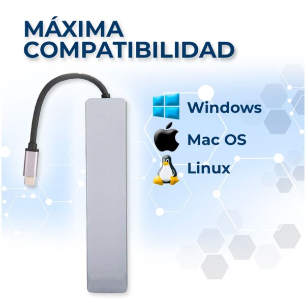 Hub USB 3.0 de Alta Velocidad  8 Puertos  Salida Tipo C - HDMI - ETHERNET