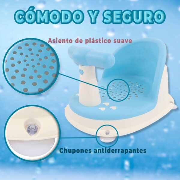 Asiento de Baño para Bebé Con Respaldo y Ventosas Antideslizantes