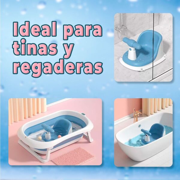 Asiento de Baño para Bebé Con Respaldo y Ventosas Antideslizantes
