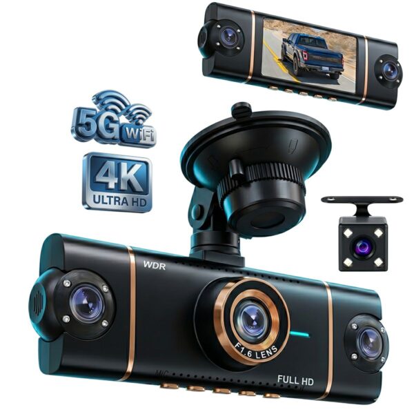 Dash Cam WIFI 5G 4K 4 Canales 360° Full HD Máxima Evidencia en Carretera