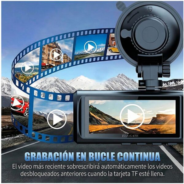 Dash Cam WiFi 3 Lentes Full HD Pantalla 2" y Visión Nocturna IR