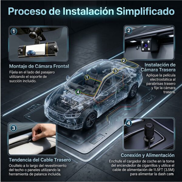 Dash Cam WIFI 5G 4K 4 Canales 360° Full HD Máxima Evidencia en Carretera