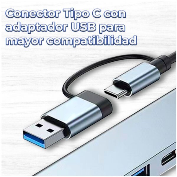 Conectividad Total Hub Multi‑Puerto 8 en 1 USB-C/3.0 + SD/MiniSD