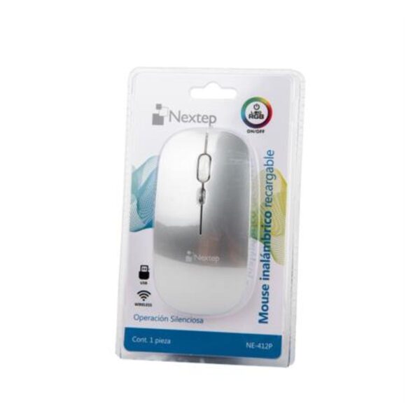 Precisión y Estilo Mouse Nextep Inalámbrico Recargable RGB 1600 dpi Plata