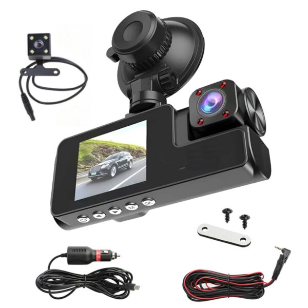 Dash Cam WiFi 3 Lentes Full HD Pantalla 2" y Visión Nocturna IR