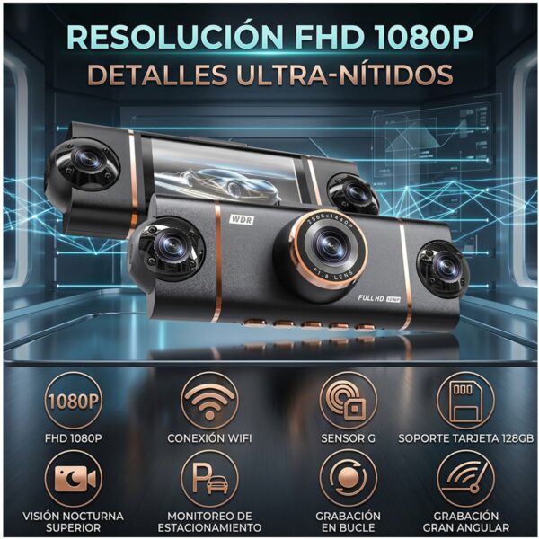 Dash Cam WIFI 5G 4K 4 Canales 360° Full HD Máxima Evidencia en Carretera