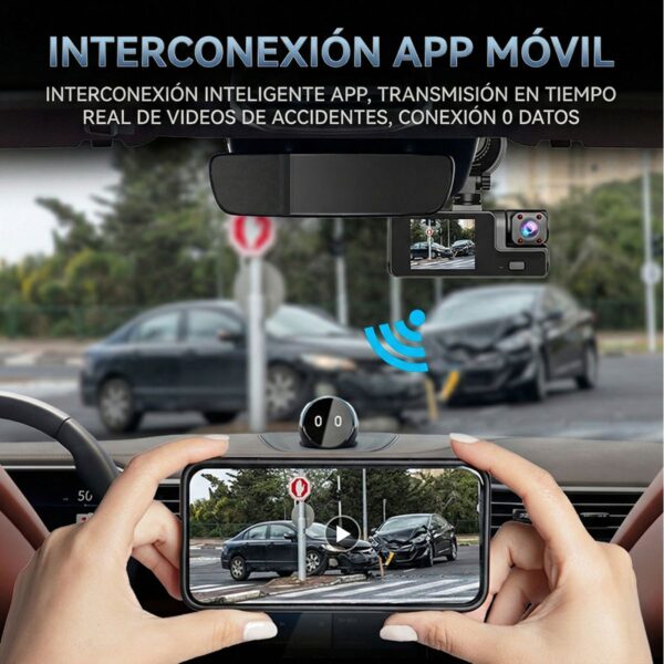 Dash Cam WiFi 3 Lentes Full HD Pantalla 2" y Visión Nocturna IR