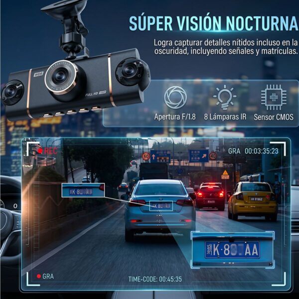 Dash Cam WIFI 5G 4K 4 Canales 360° Full HD Máxima Evidencia en Carretera