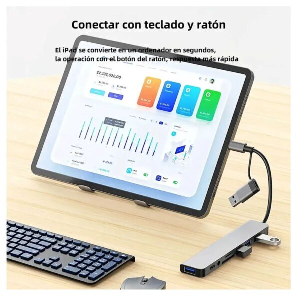 Conectividad Total Hub Multi‑Puerto 8 en 1 USB-C/3.0 + SD/MiniSD