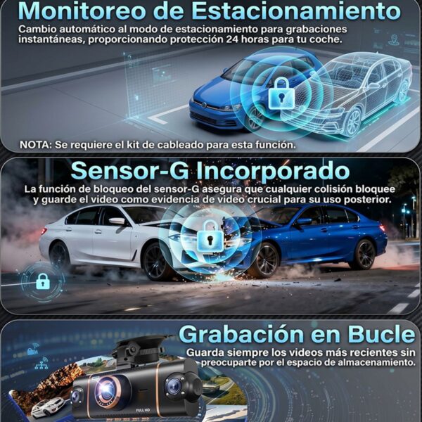 Dash Cam WIFI 5G 4K 4 Canales 360° Full HD Máxima Evidencia en Carretera