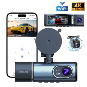 Dash Cam Camara 4K 3 Canales GPS + WiFi 5GHz Evidencia Total y Seguridad en Carretera