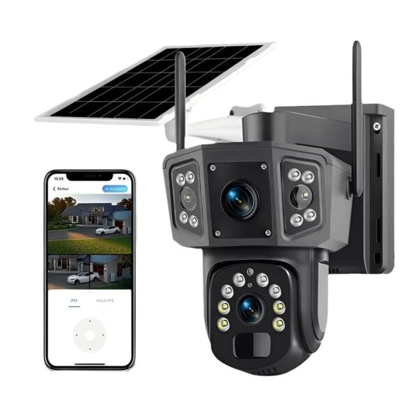 Cámara de Seguridad Solar 4G 3MP HD Doble Lente Vigilancia Exterior Autónoma y Conectada en Todo Momento
