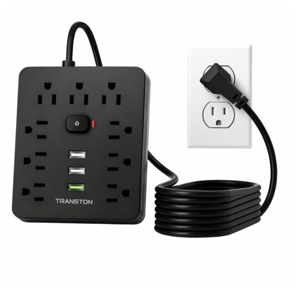 Multicontacto Transton 9 Tomas + 3 USB  Energía Segura y Conexión Práctica