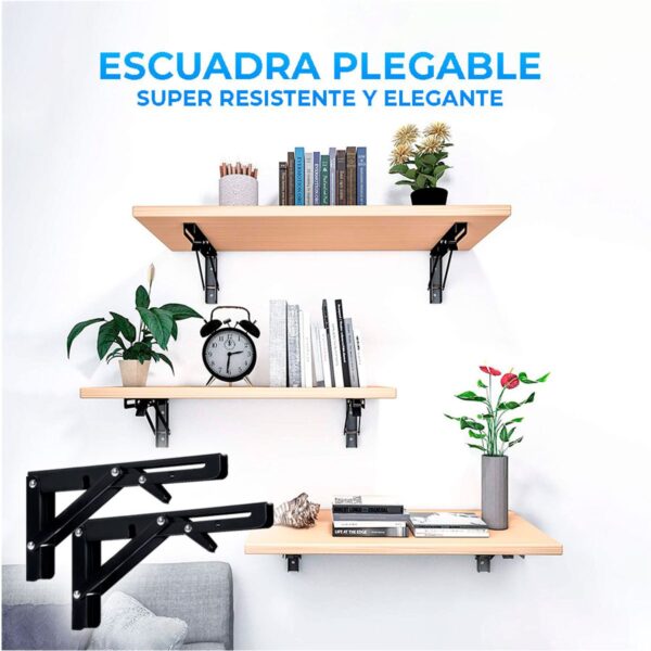 Kit de 2 Soportes Ménsula Brazo Abatible Plegable Negro Resistencia y Practicidad en tu Espacio