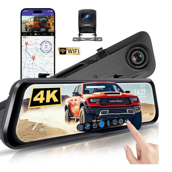 Dashcam Cámara Retrovisor 4K Mas Camara de Reversa Evidencia Clara y Conducción Segura