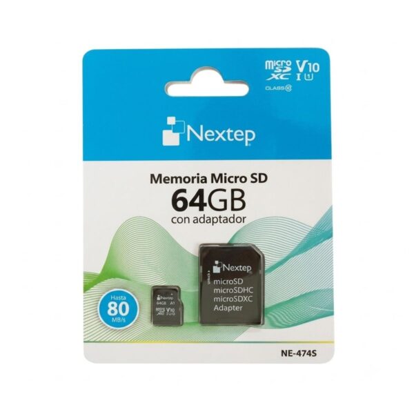 Nextep MicroSDXC 64GB Clase 10 Almacenamiento Rápido y Versátil en Todo Momento