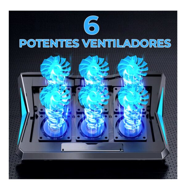 Base Enfriadora 6 Ventiladores USB para Laptop de 12 a17 Pulgadas Rendimiento sin Calor