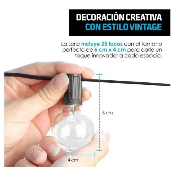 Guirnalda de Luces 7.5m 25 Focos G40 Impermeable Ambiente Cálido y Decoración Perfecta