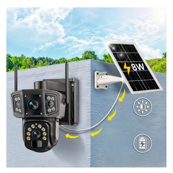 Cámara de Seguridad Solar 4G 3MP HD Doble Lente Vigilancia Exterior Autónoma y Conectada en Todo Momento