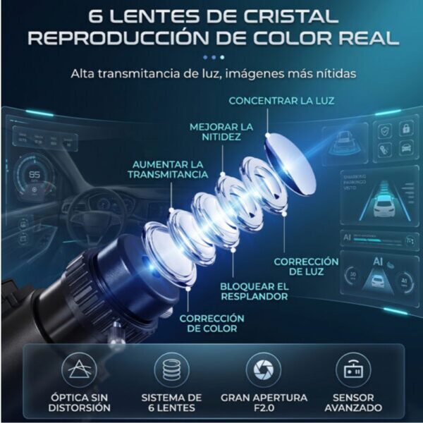 Dashcam Cámara Retrovisor 4K Mas Camara de Reversa Evidencia Clara y Conducción Segura