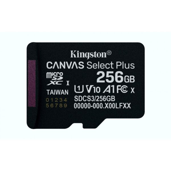 Kingston MicroSD 256GB UHS-I Clase 10 Almacenamiento Rápido y Confiable en Todo Momento