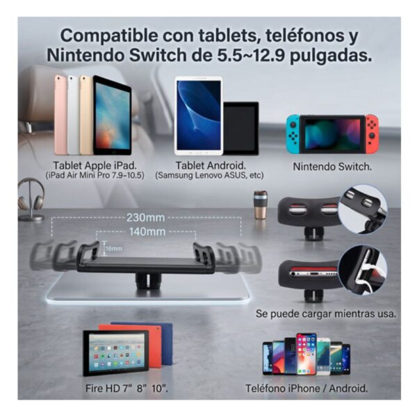 Soporte de Suelo Ajustable 360° para Tablet y Celular 135 cm Comodidad Total en Uso Diario