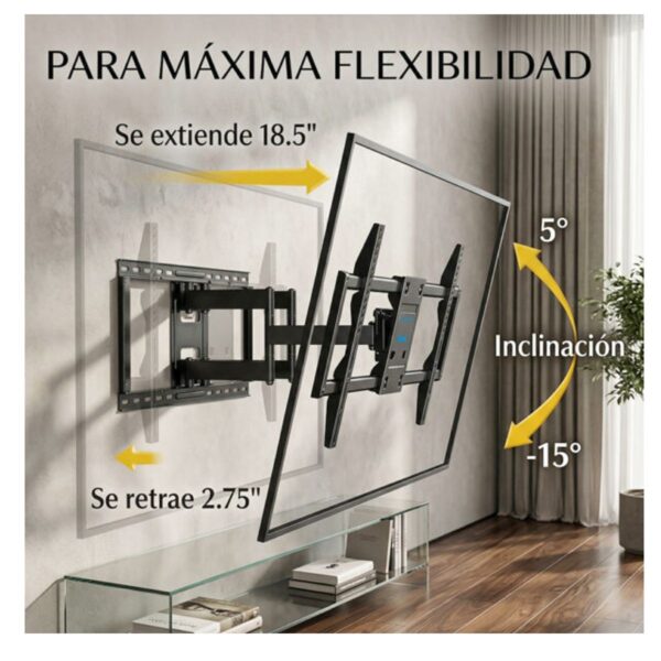 Soporte TV 23-65 Pulgadas Brazo Doble Acero Reforzado Instalación Segura y Ángulo Perfecto