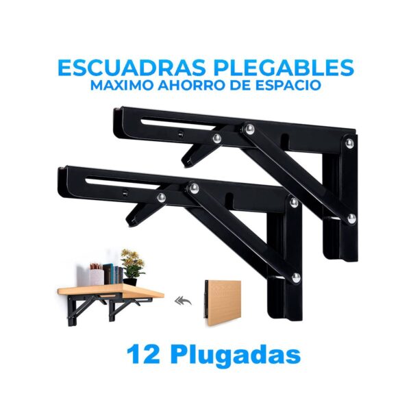 Kit de 2 Soportes Ménsula Brazo Abatible Plegable Negro Resistencia y Practicidad en tu Espacio