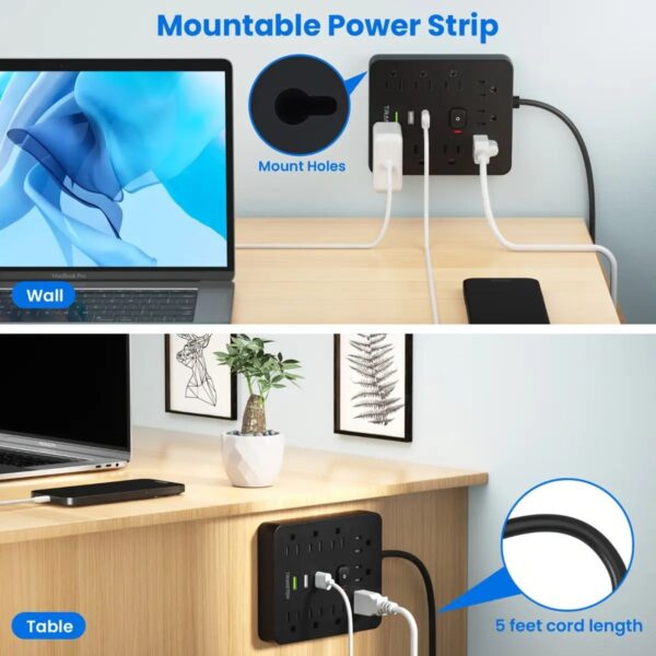 Multicontacto Transton 9 Tomas + 3 USB  Energía Segura y Conexión Práctica
