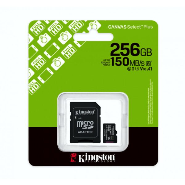 Kingston MicroSD 256GB UHS-I Clase 10 Almacenamiento Rápido y Confiable en Todo Momento