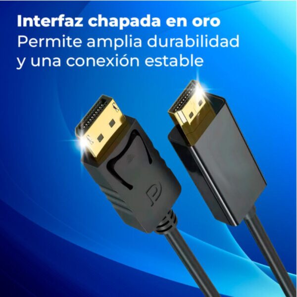 Cable DisplayPort a HDMI 4K 1.8m Conectores Dorados Conexión Estable y Ultra Definición