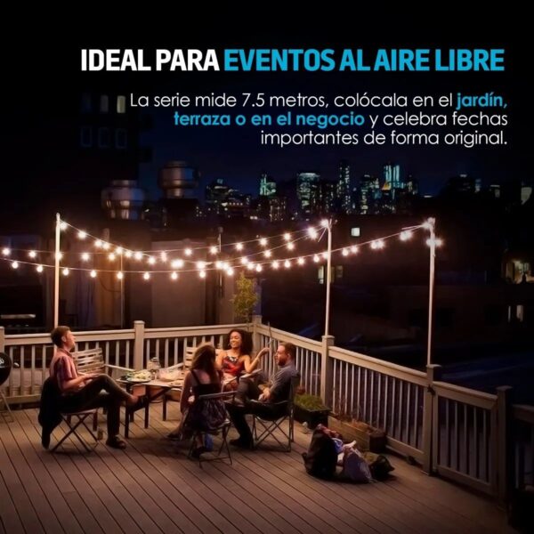 Guirnalda de Luces 7.5m 25 Focos G40 Impermeable Ambiente Cálido y Decoración Perfecta