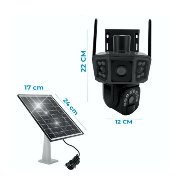 Cámara de Seguridad Solar 4G 3MP HD Doble Lente Vigilancia Exterior Autónoma y Conectada en Todo Momento