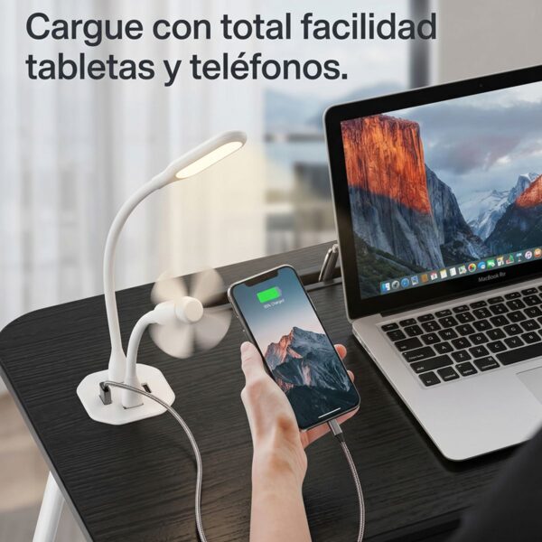 Mesa Plegable Laptop de hasta 17” con USB  Lámpara y Ventilador Trabaja Cómodo