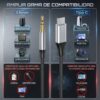Cable Audio USB-C a Jack 3.5mm 1.5m Conexión Clara y Compatibilidad Universal