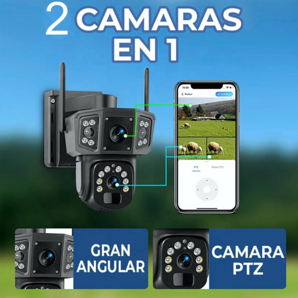 Cámara de Seguridad Solar 4G 3MP HD Doble Lente Vigilancia Exterior Autónoma y Conectada en Todo Momento