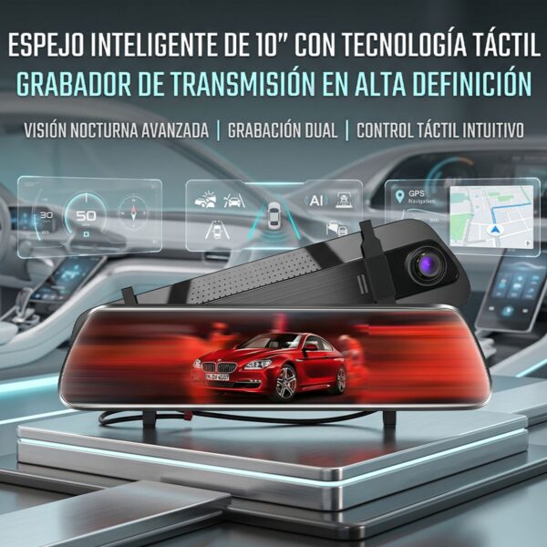 Dashcam Cámara Retrovisor 4K Mas Camara de Reversa Evidencia Clara y Conducción Segura