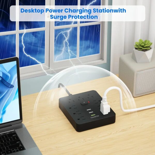 Multicontacto Transton 9 Tomas + 3 USB  Energía Segura y Conexión Práctica
